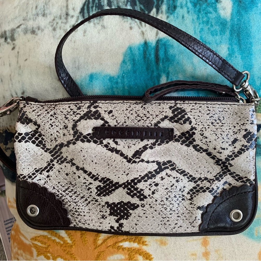 Coccinelle Zippered Soft Clutch With Python Embos… - image 5